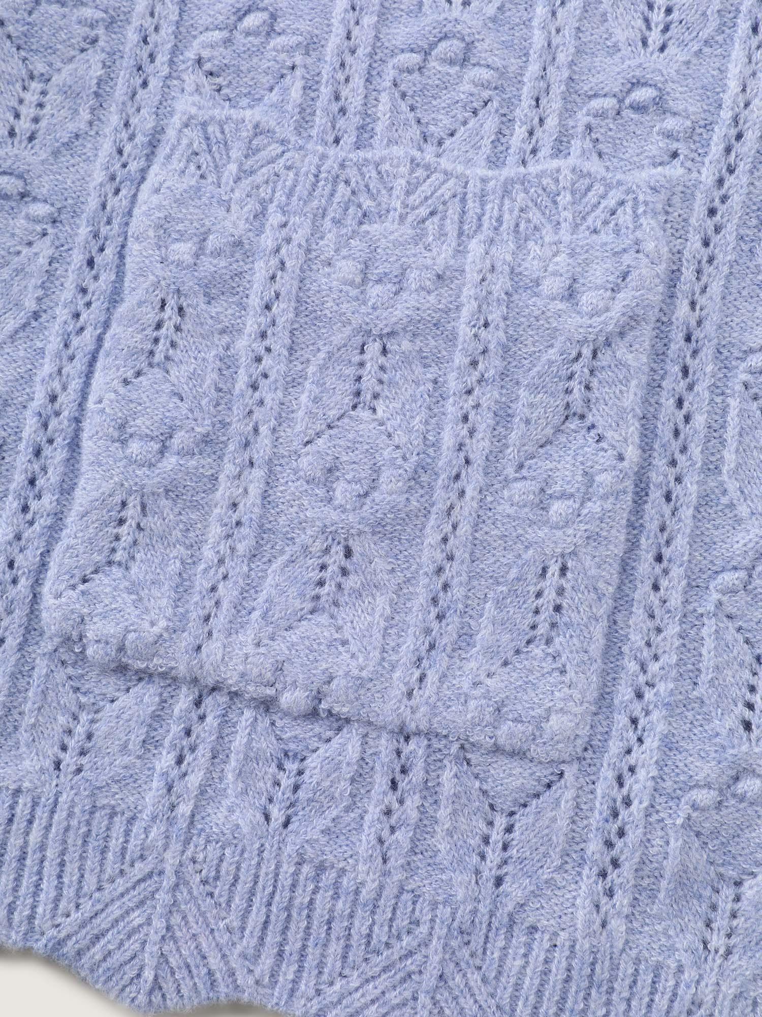 Textured Lantern Sleeve Button Knit Cardigan Female Product Image