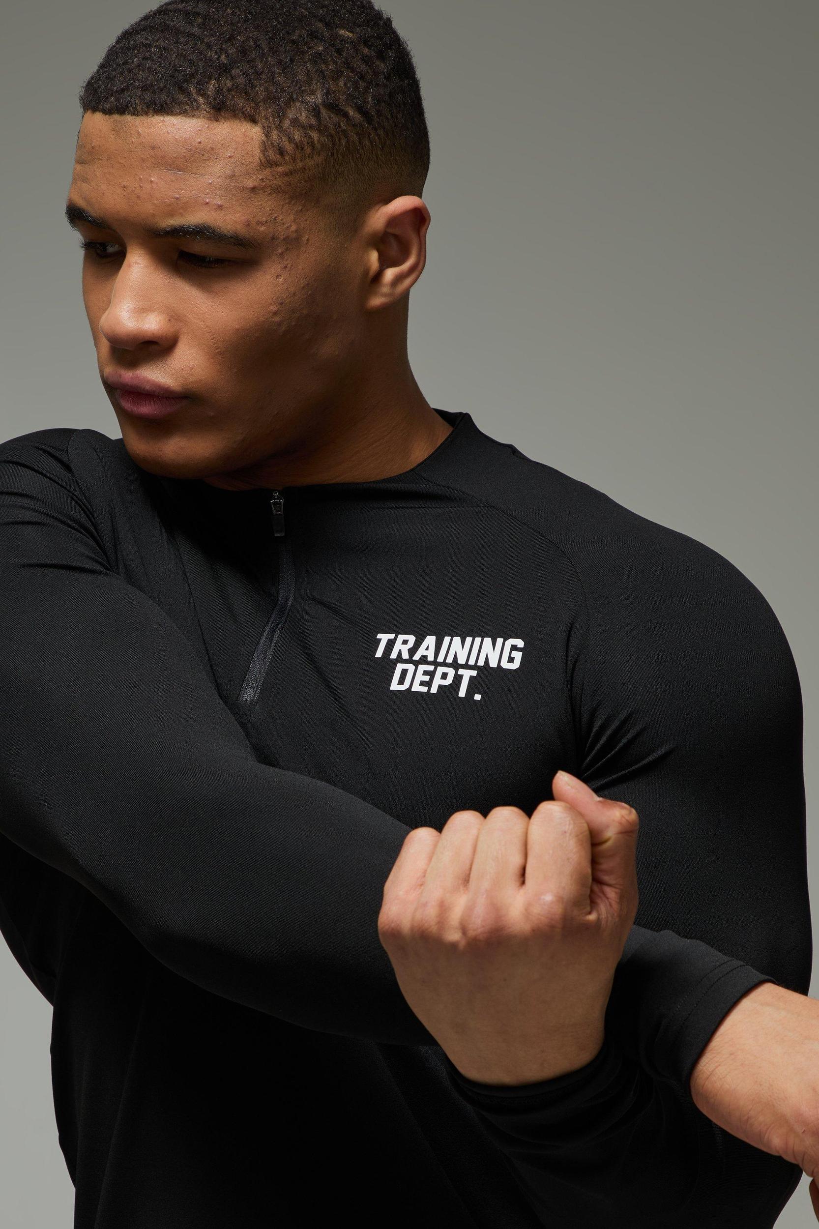 Man Active Performance Training Dept Crew neck 1/4 Zip | boohooMAN USA Product Image