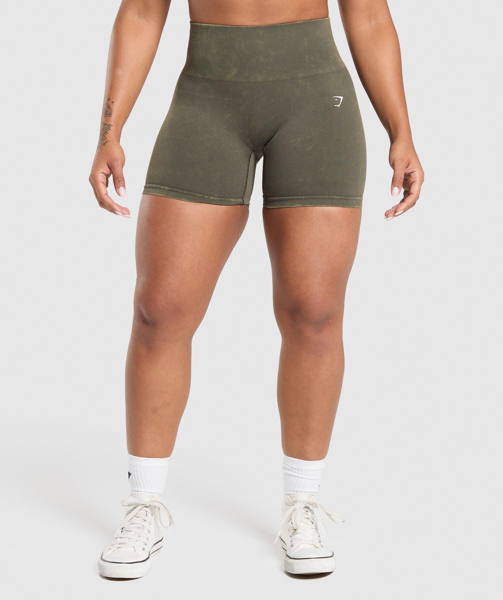 Gymshark Gains Seamless Washed Shorts - Strength Green Female Product Image