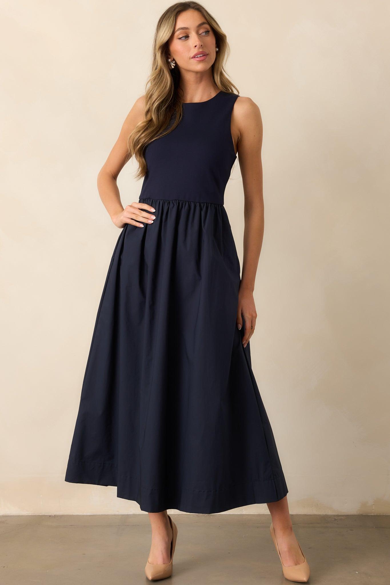 A World Full Of Wonder Navy Sleeveless Maxi Dress Product Image