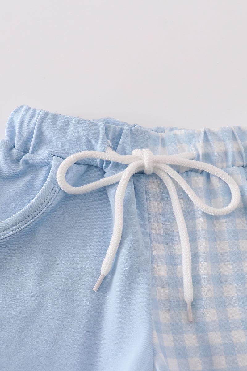 Blue gingham boy shorts set Product Image