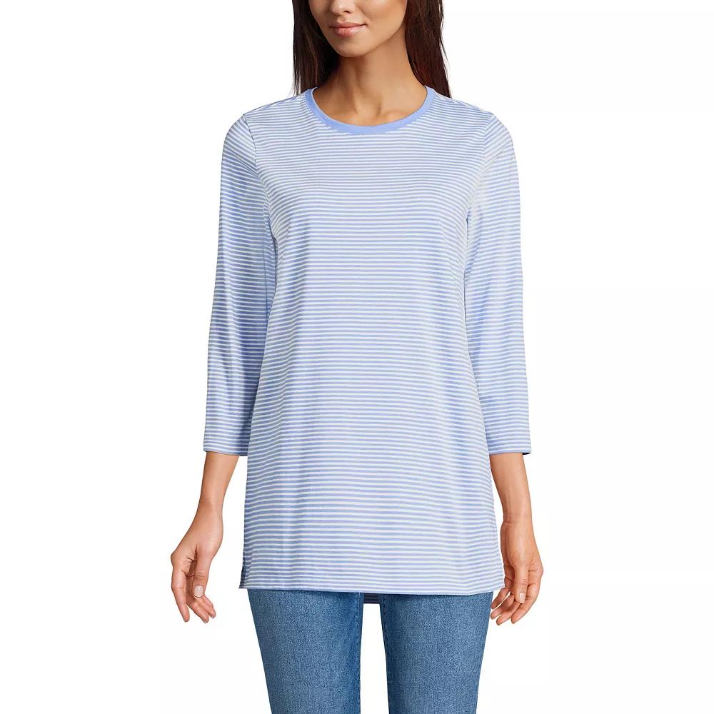 Petite Lands' End 3/4-Sleeve Supima Cotton Crewneck Tunic, Women's,  Product Image
