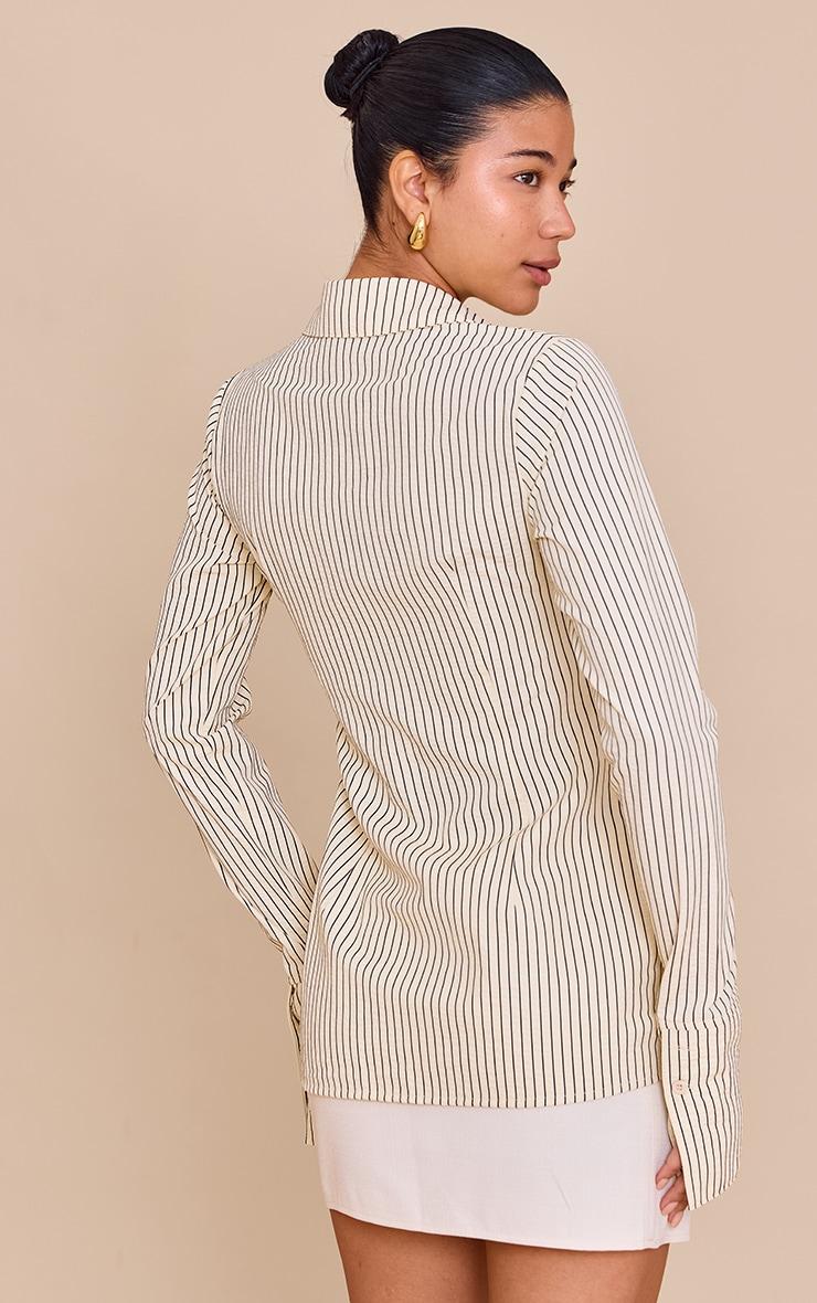 Beige Striped Woven Fitted Shirt Product Image