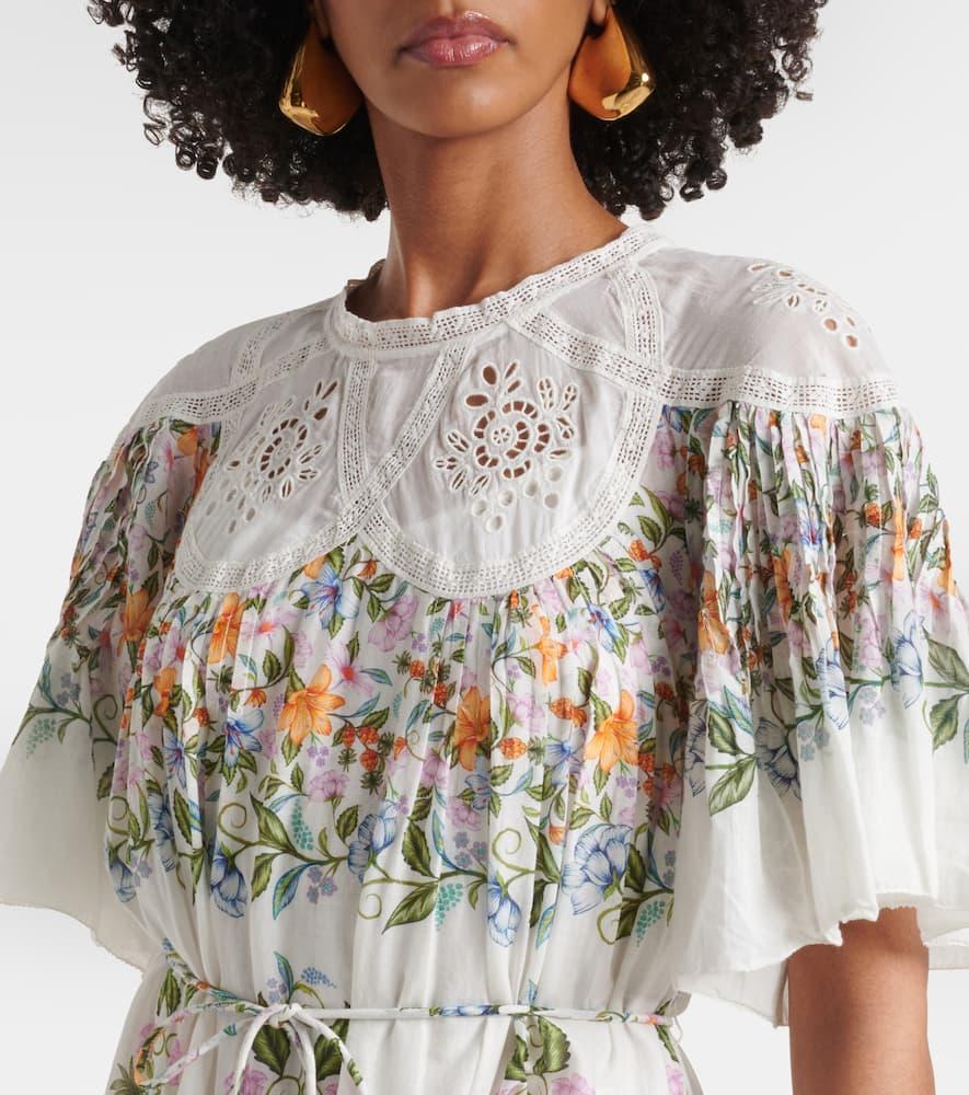 FARM RIO Sweet Bloom Cotton Eyelet Shift Dress In Off-white Product Image