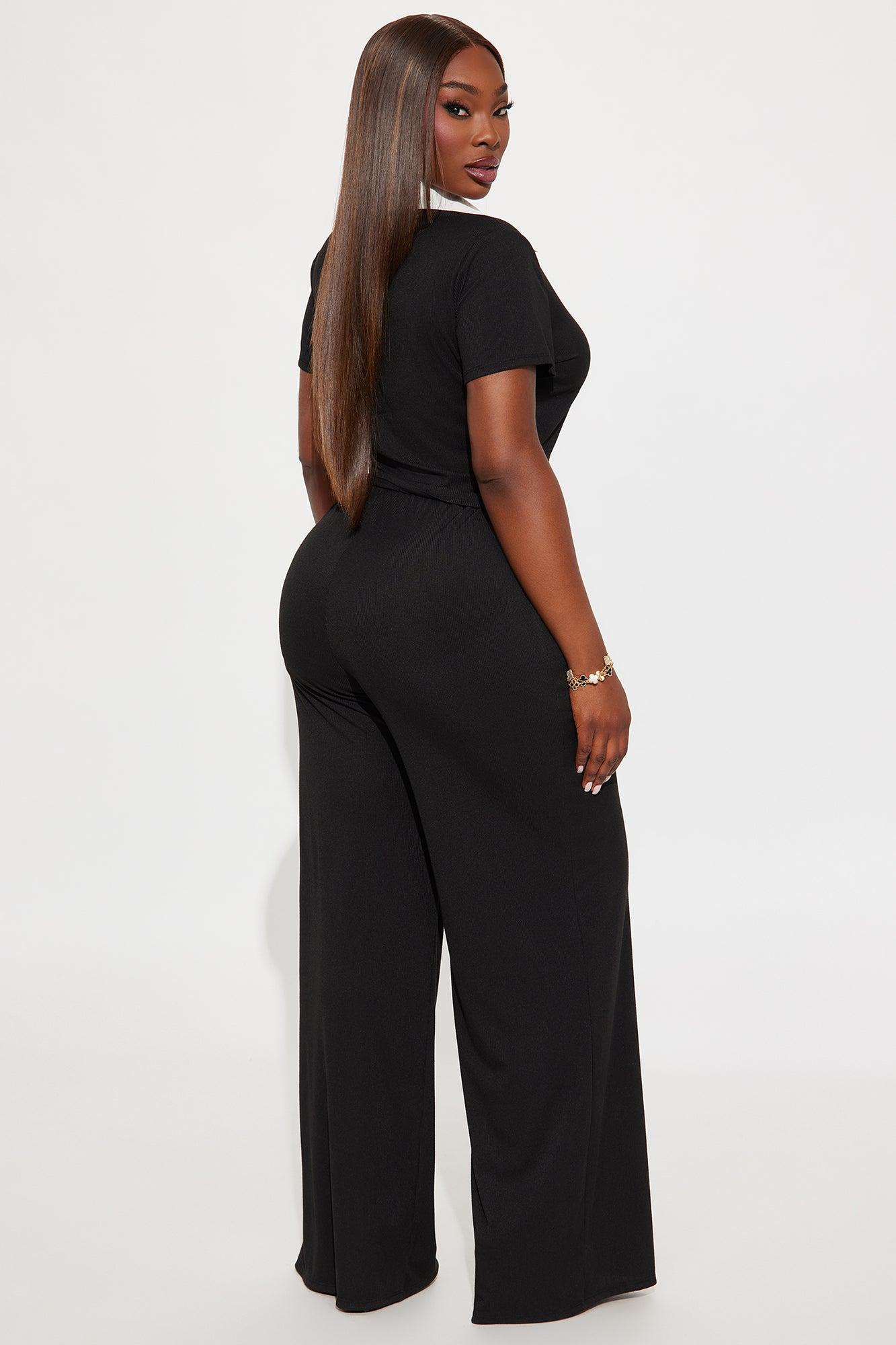 By Chance Ribbed Polo Pant Set - Black Female Product Image