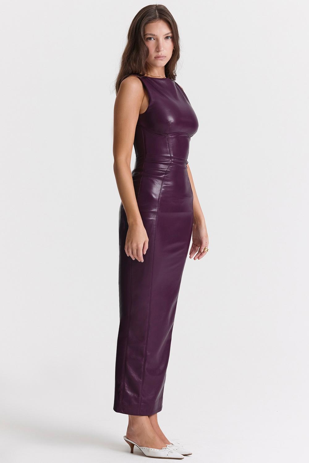 Sahara  merlot vegan leather maxi dress Product Image