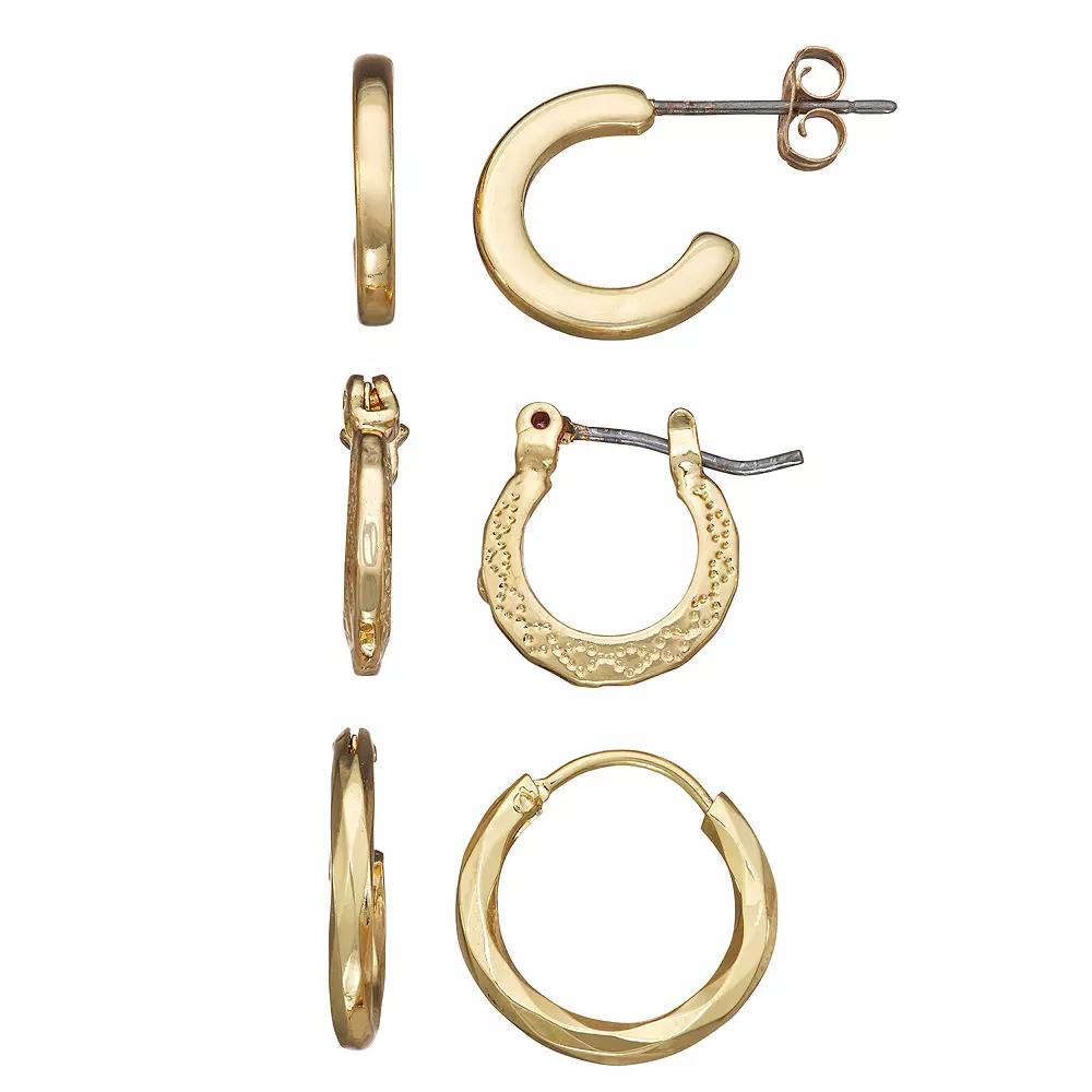 Napier Gold Tone Hoop Earring Set, Women's Product Image