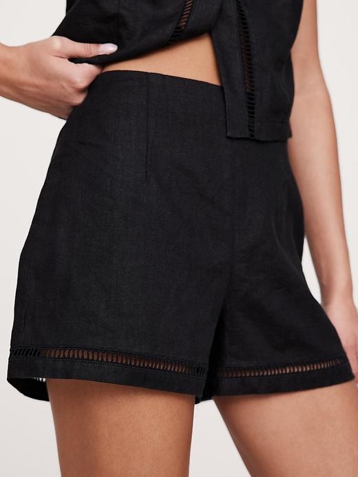 High-Rise Lace-Trim Linen 3" Short Product Image