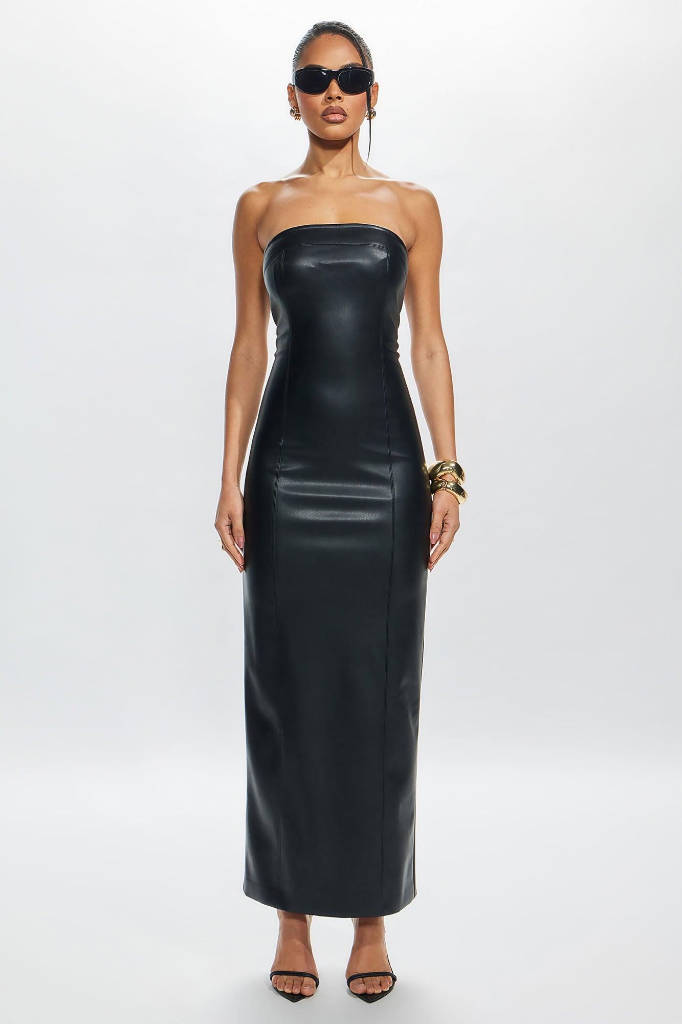 Scarlette Faux Leather Maxi Dress - Black Product Image