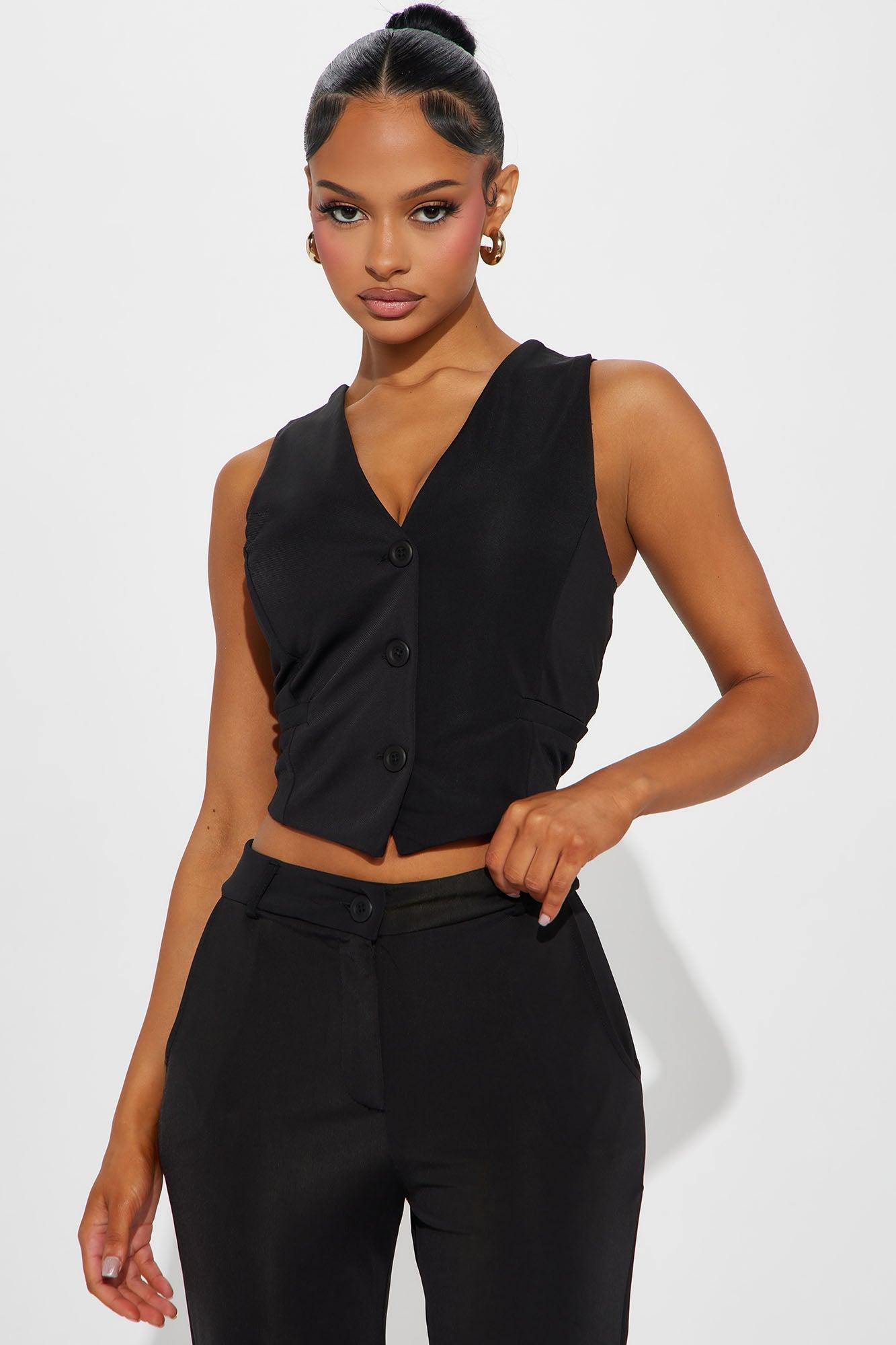 Office Babe Vest Pant Set - Black Product Image