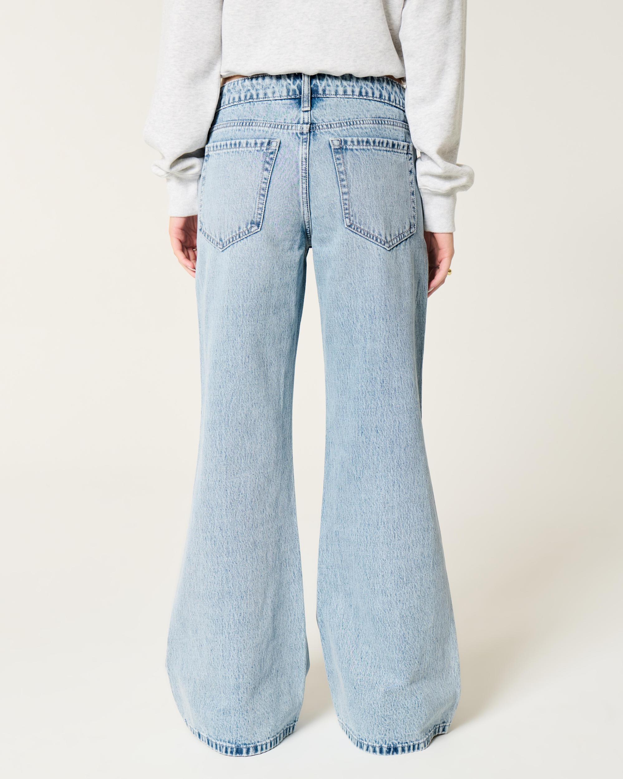 Low-Rise Light Wash Baggy Flare Jeans Product Image