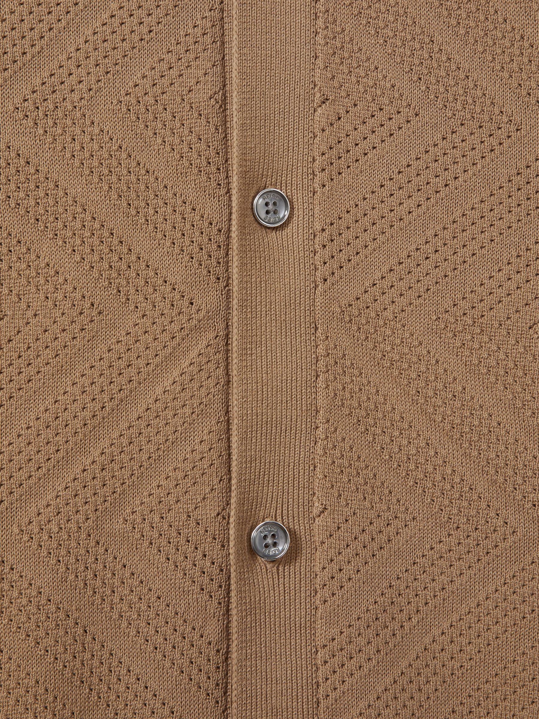 Cotton Cuban Collar Shirt in Camel Product Image