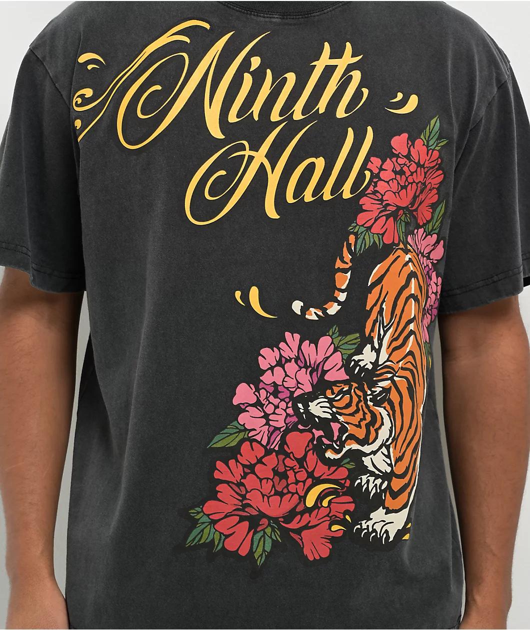 Ninth Hall Floral Tiger Vintage Black T-Shirt Product Image