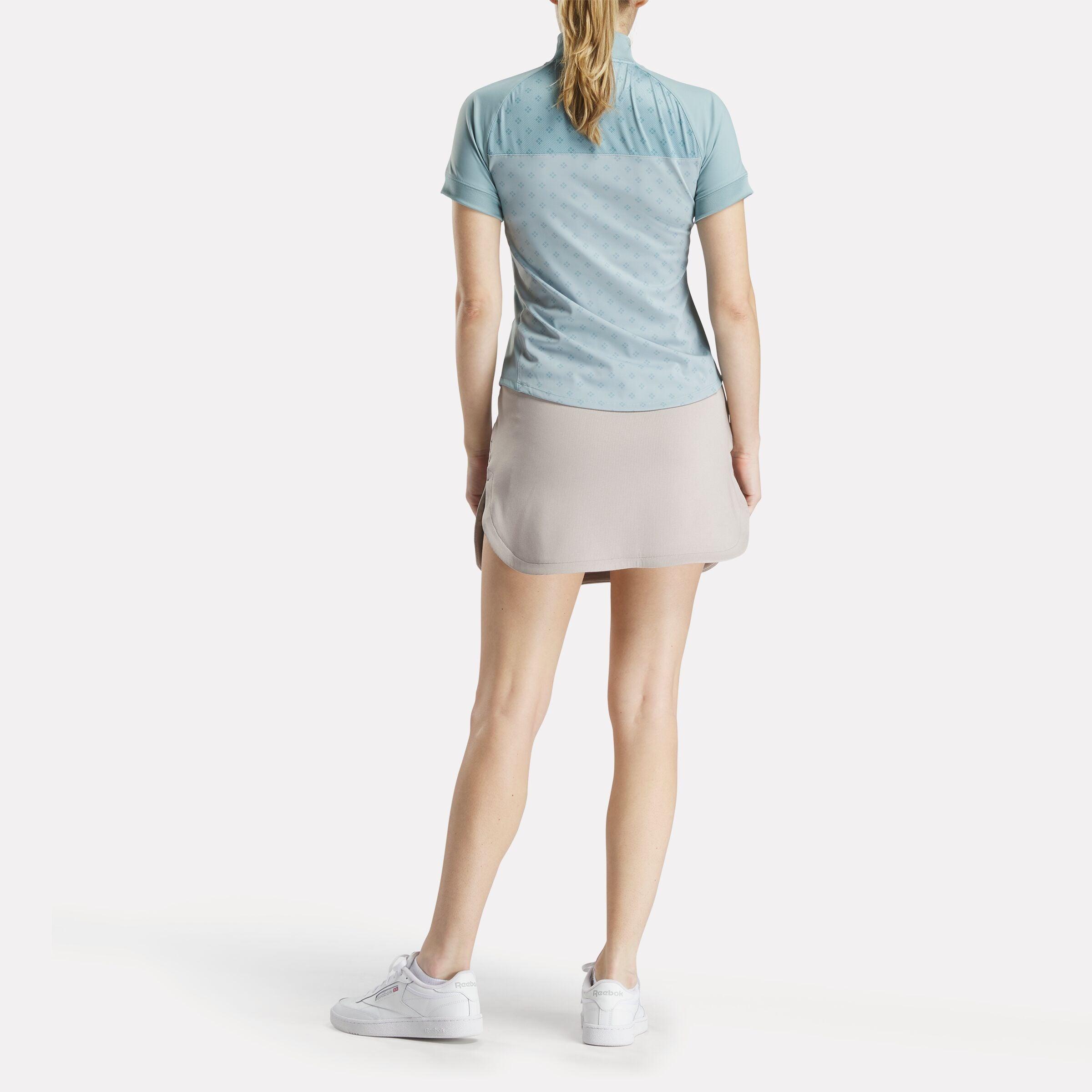 Women's Short Sleeve 1/4 Zip Mini Argyle Print Top Female Product Image