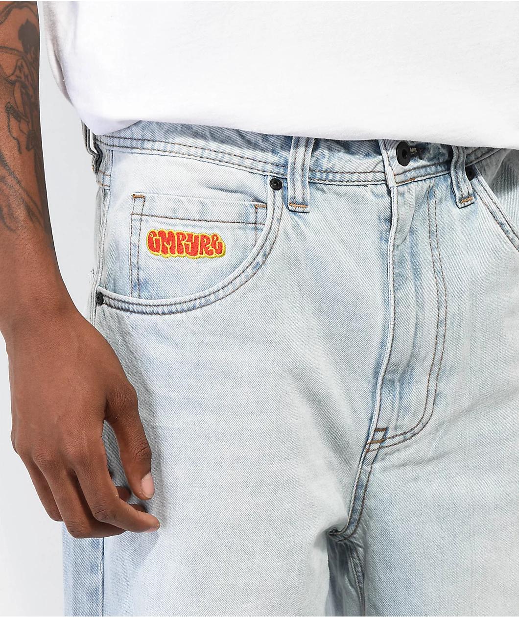 Empyre Peri Light Blue Wash Ripped Skate Jeans Product Image