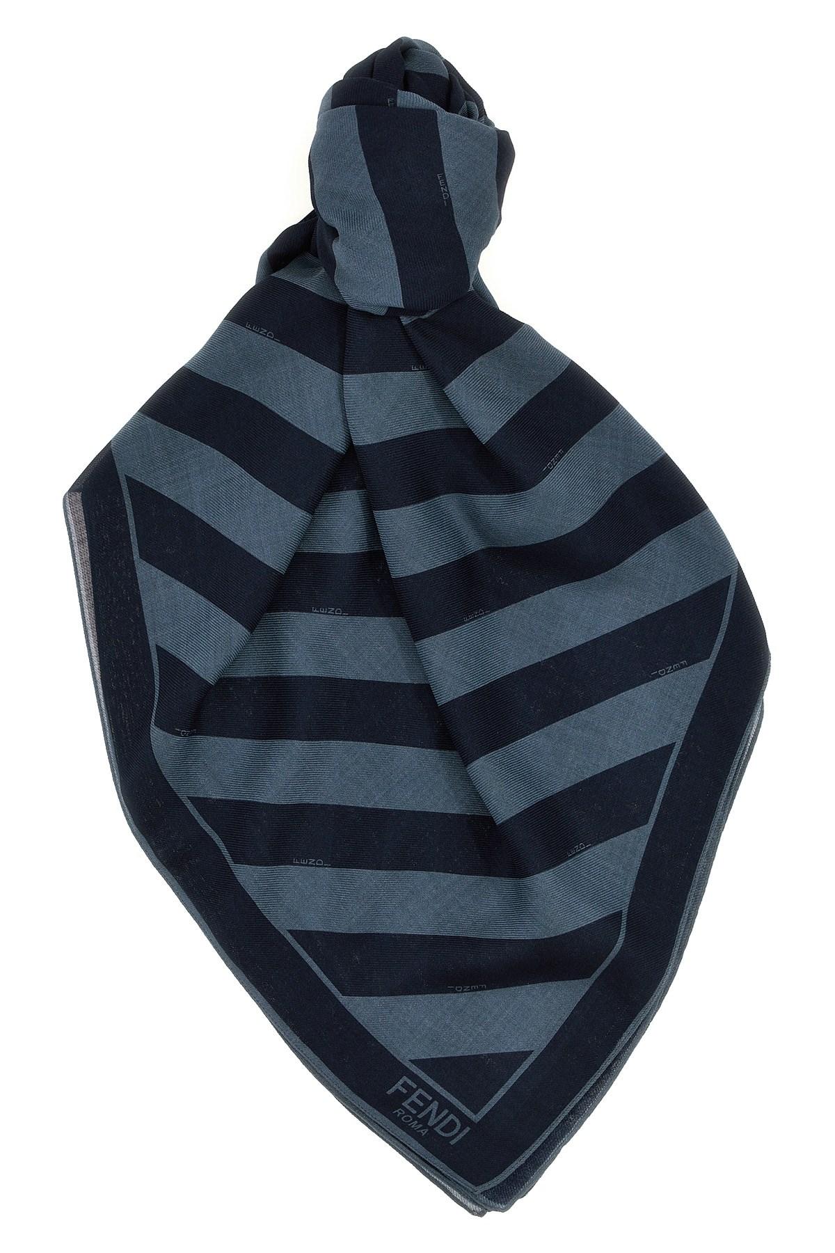 FENDI Men Embroidered Wool And Linen Scarf In Multicolor Product Image