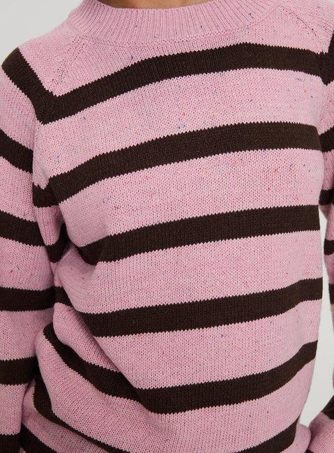 Jacquette Knit Sweater Pink / Brown Product Image