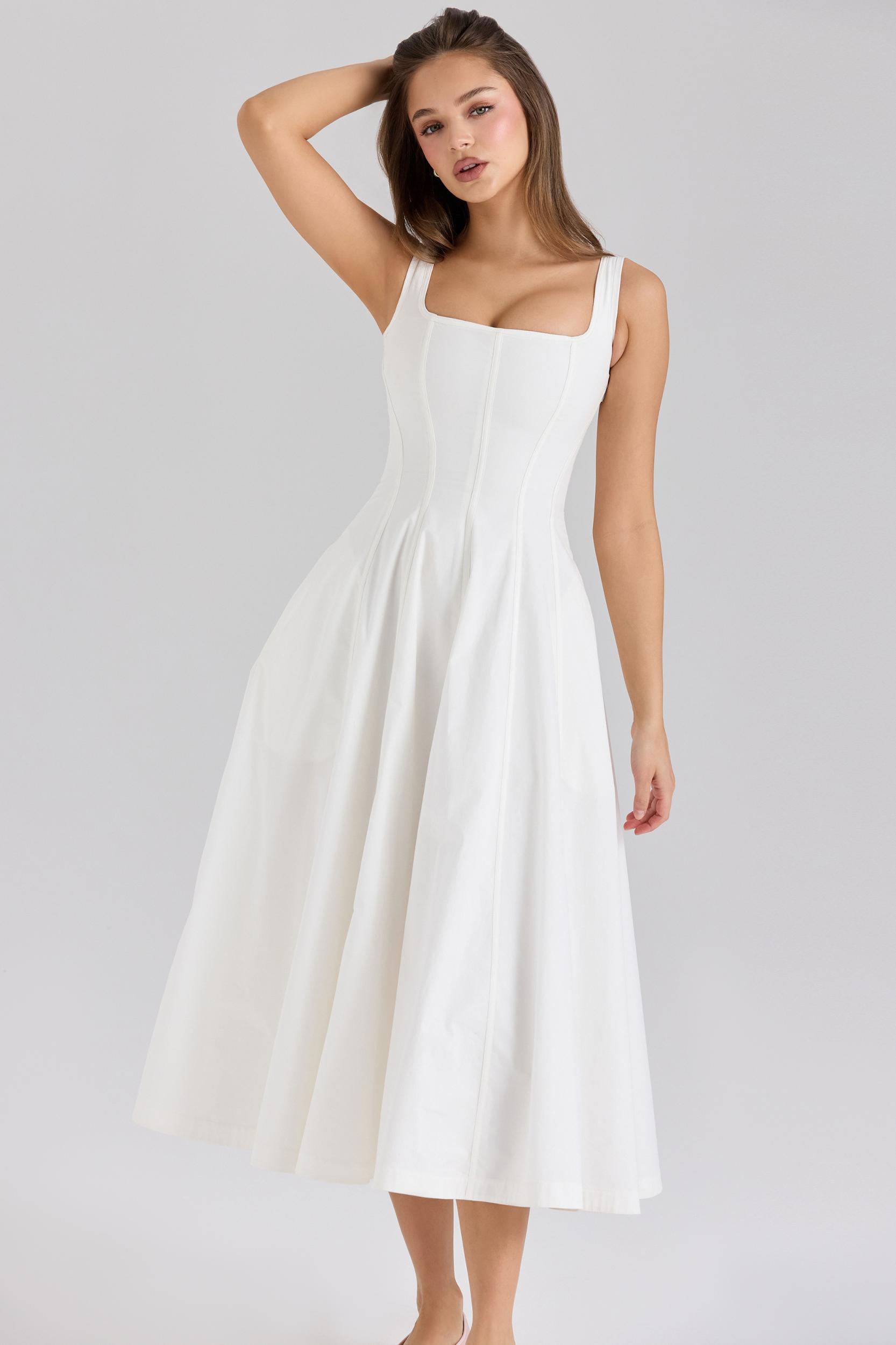 Mariabella  white stretch cotton midi sundress Product Image