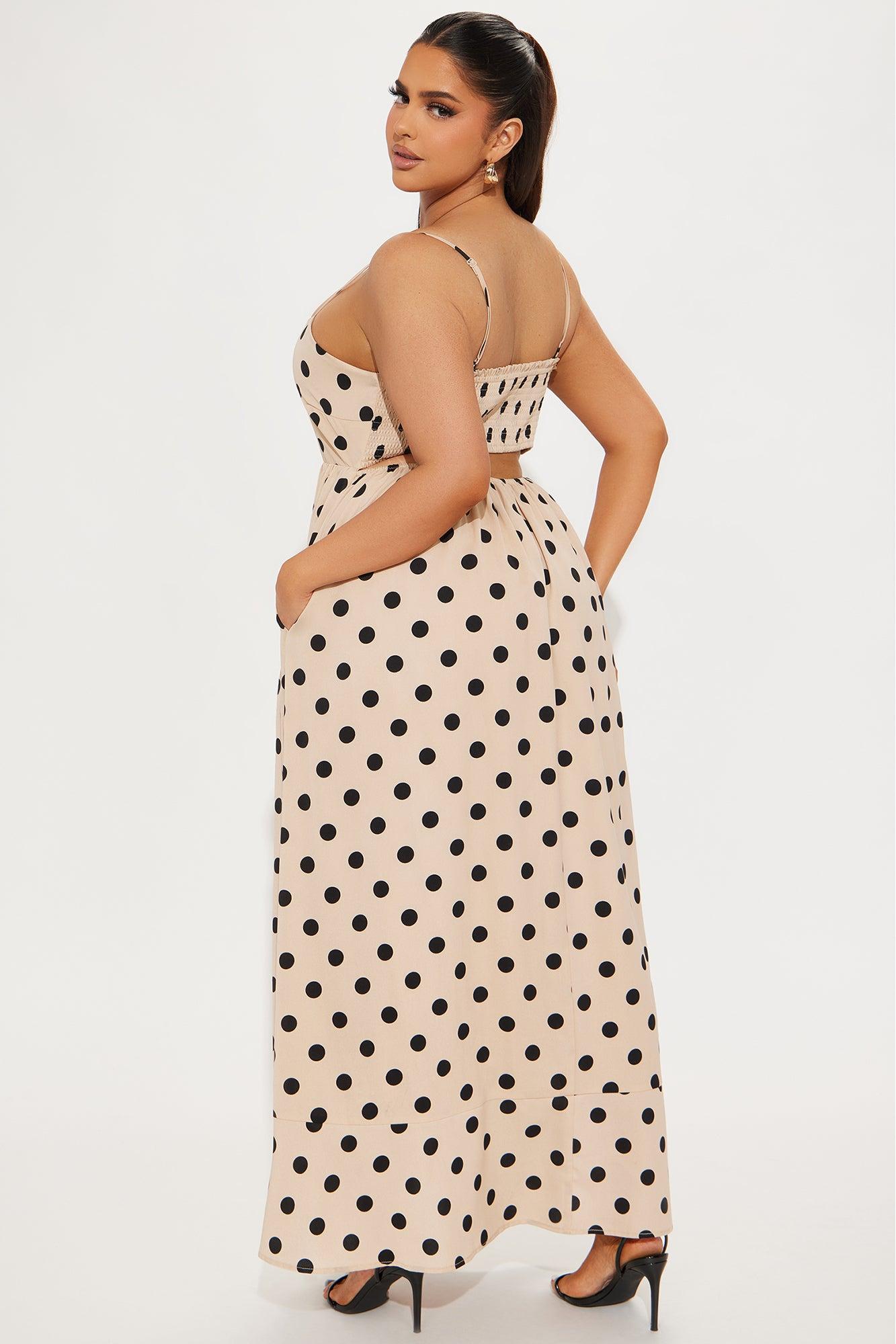 Maya Polka Dot Maxi Dress - Taupe/combo Product Image