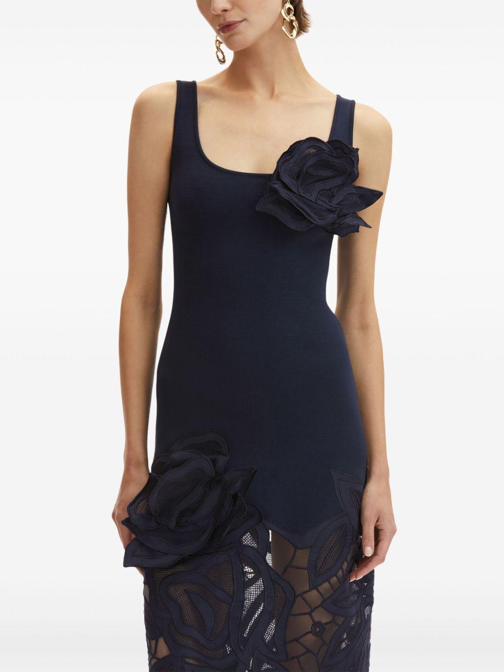 rose-appliqué knitted midi dress Product Image