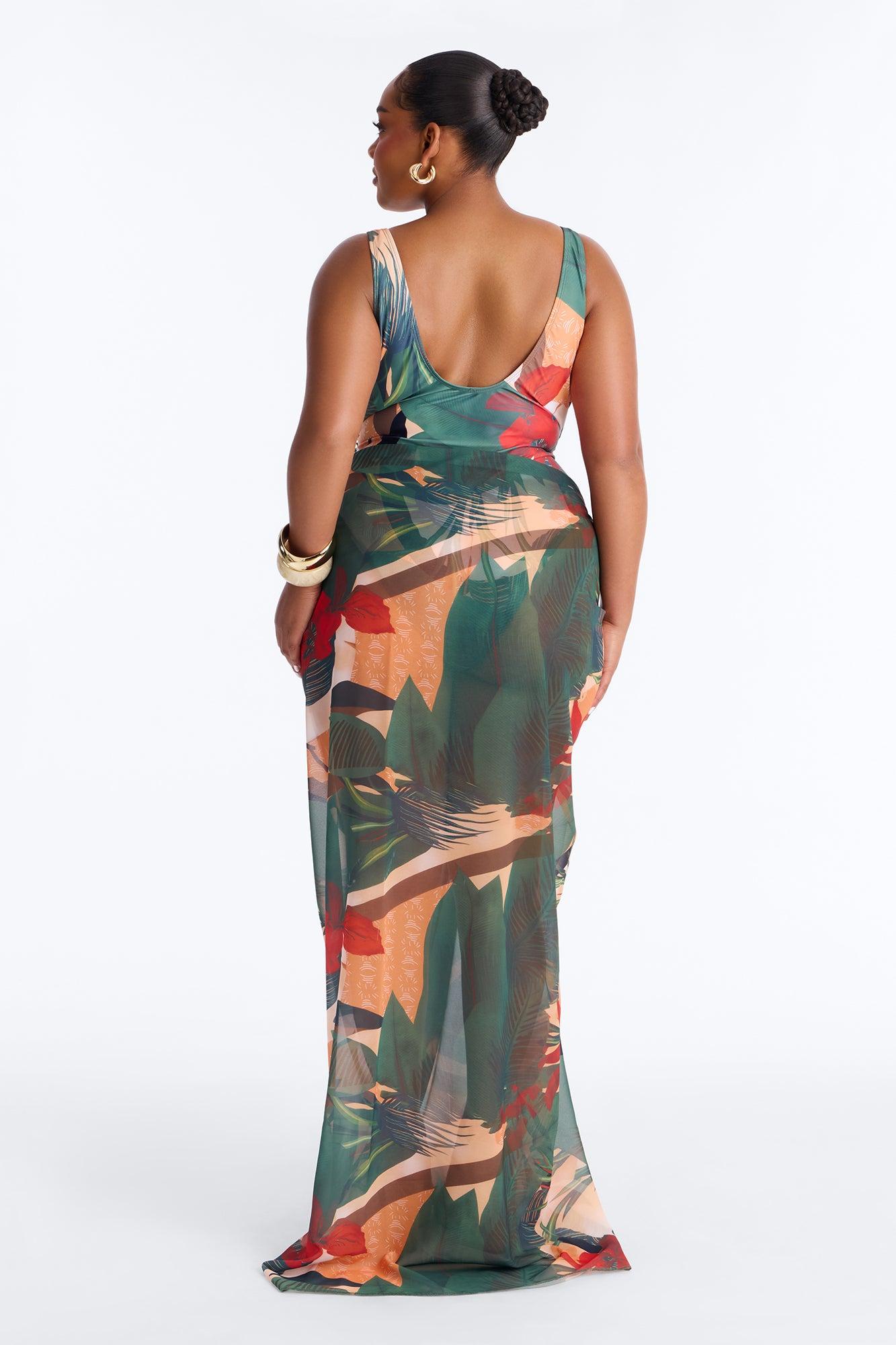 Solene 1 Piece Draped Swimsuit With Matching Sarong - Multi Color Female Product Image