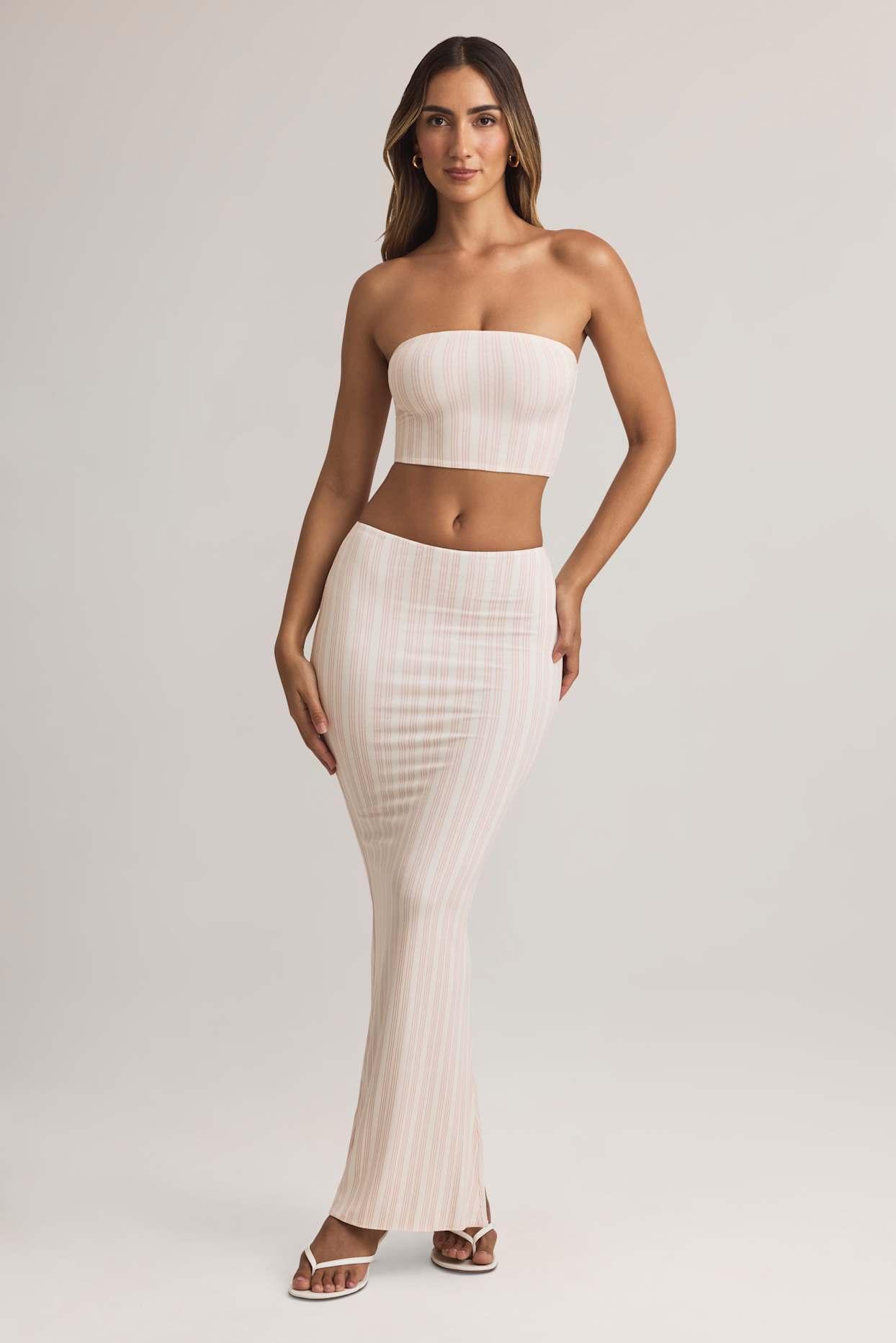 Modal Strapless Crop Top in Stripe Print Product Image