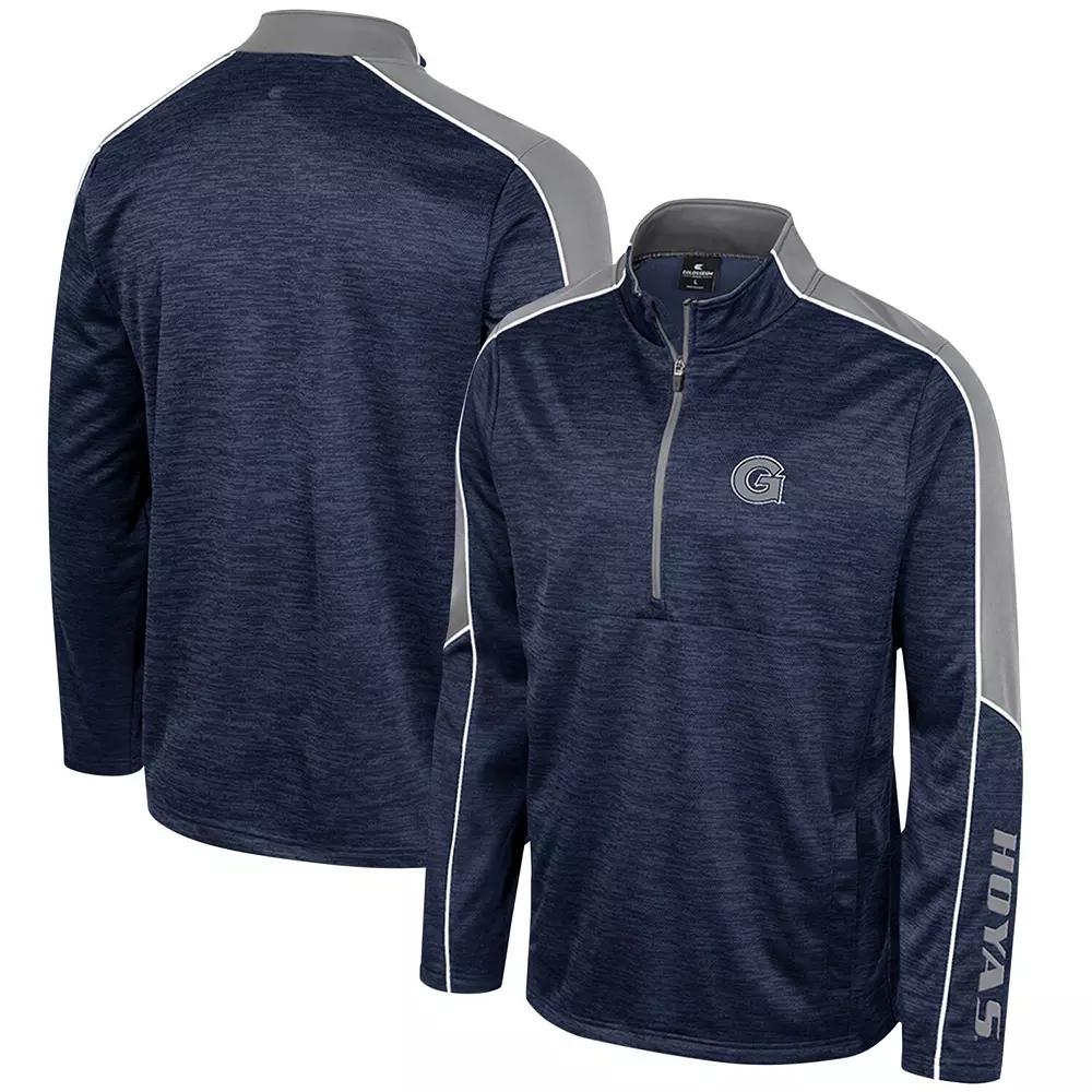 Men's Colosseum Navy Penn State Nittany Lions Marled Half-Zip Jacket,  Product Image