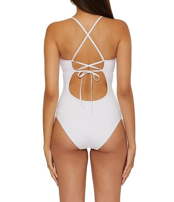 Becca By Rebecca Virtue Colette Clare Scallop Crochet Open Back One Piece Swimsuit Product Image