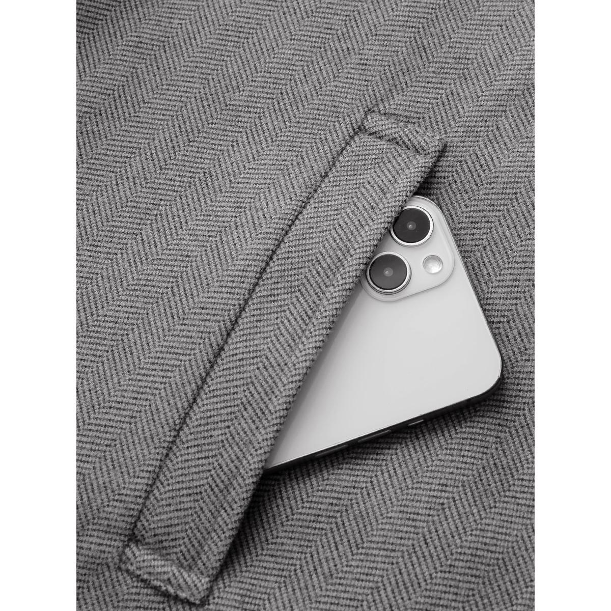 Plus Size Herringbone Button Belted Lined Coat Women DimGray Office Button Ladies Office Winter Coats BloomChic 30/6X Product Image