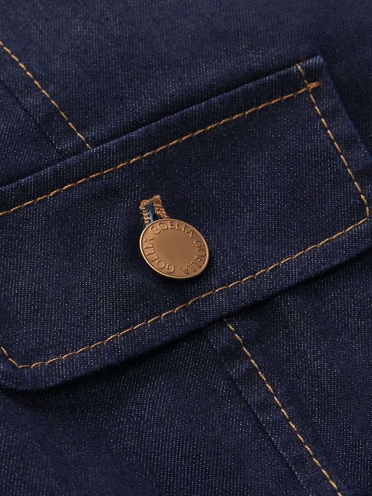 Denim V-Neck Top And Half Skirt Two-Piece Set Product Image