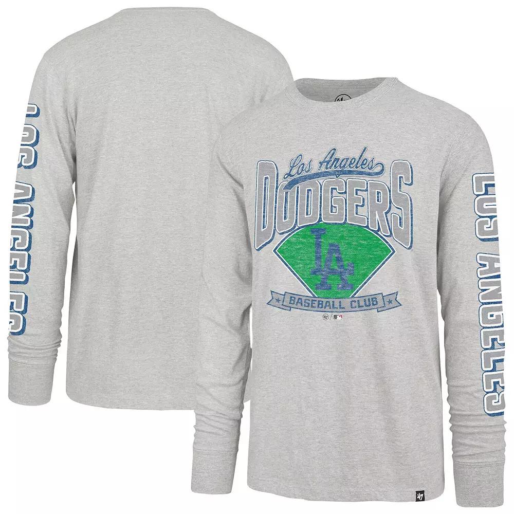 Men's '47 Gray Los Angeles Dodgers Fair Ball Franklin Long Sleeve T-Shirt,  Product Image