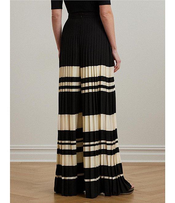 Lauren Ralph Lauren Georgette Striped High Rise Pleated Wide-Leg Pants Product Image