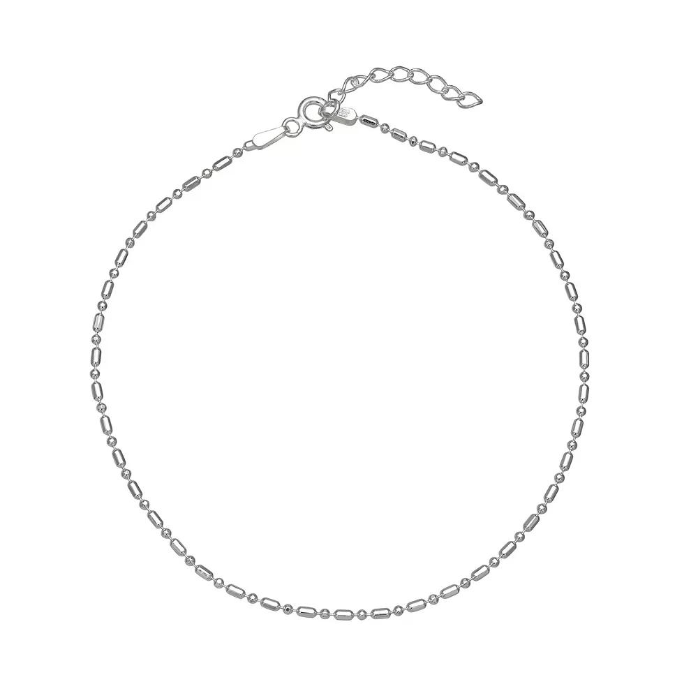 PRIMROSE Sterling Silver Dash Beaded Chain Anklet, Women's, Size: 9" Product Image