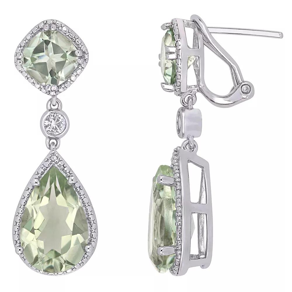 Stella Grace Sterling Silver Green Quartz & Lab Created White Sapphire Teardrop Earrings, Women's Product Image