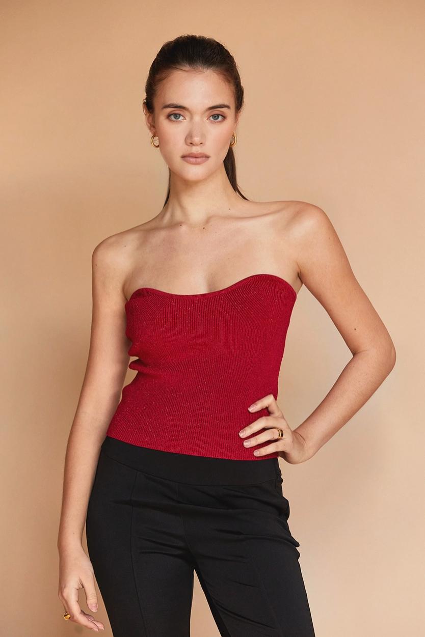 Rey Lurex Rib Corset Top Product Image