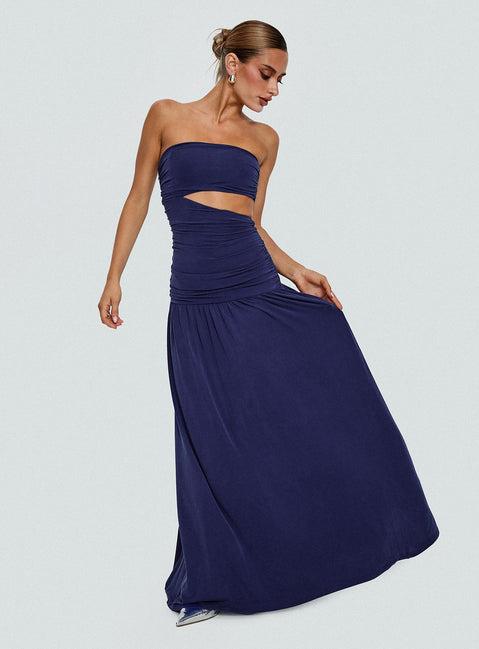 Grandeur Strapless Maxi Dress Navy Product Image