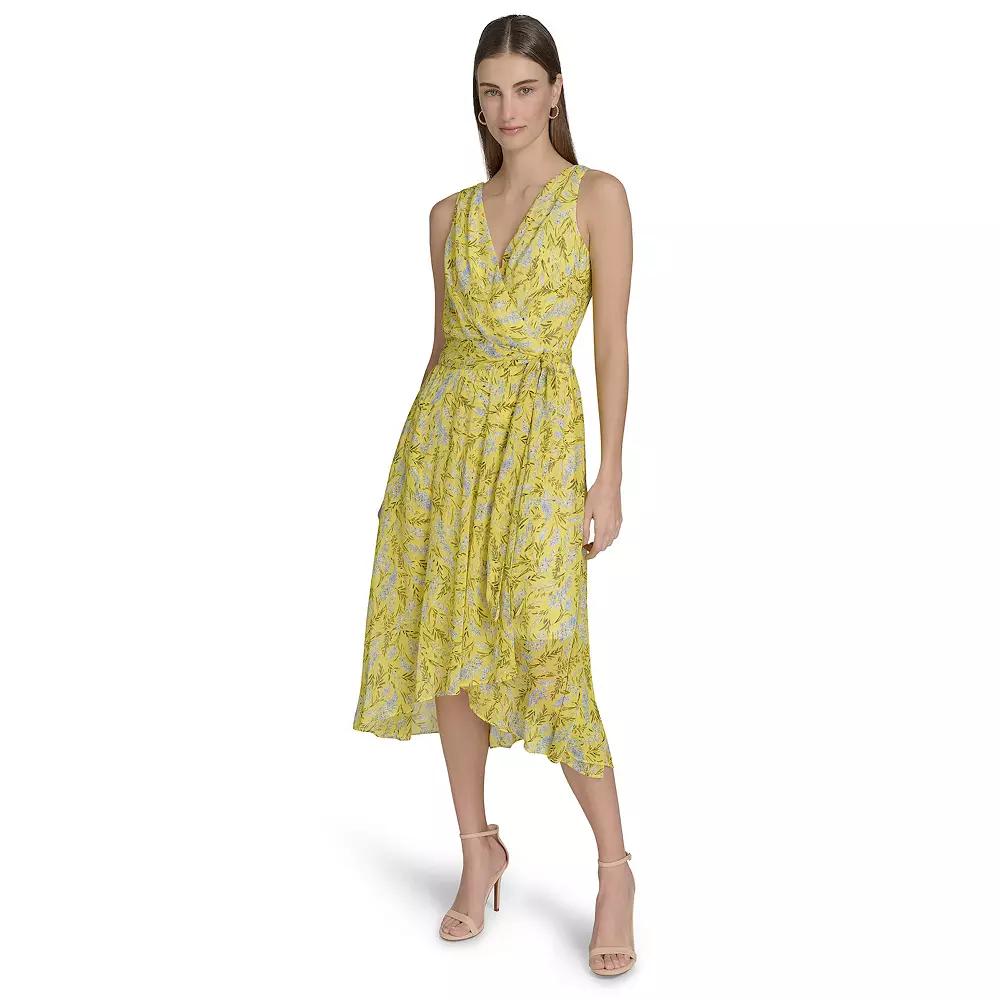 Women's Harper Rose Printed Crinkle Chiffon Sleeveless Wrap Midi Dress,  Product Image