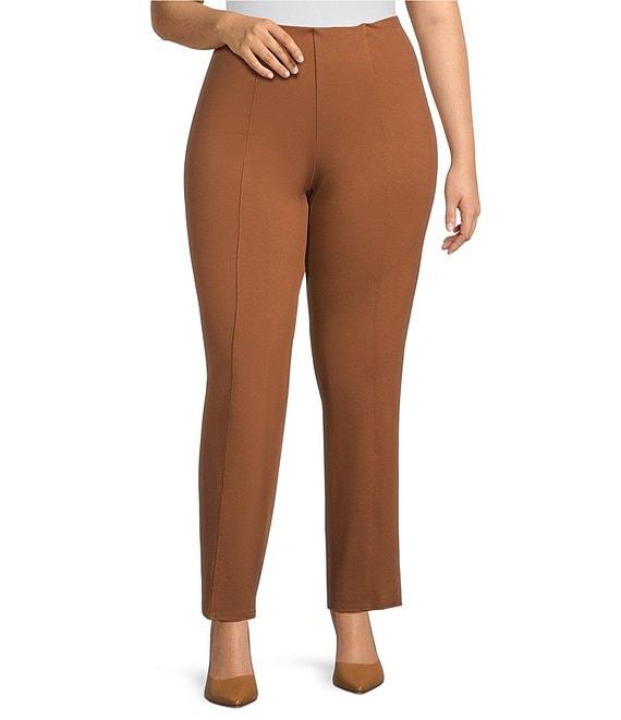 Slim Factor by Investments Plus Size Stretch Ponte Knit No Waist Slim Straight Pants Product Image