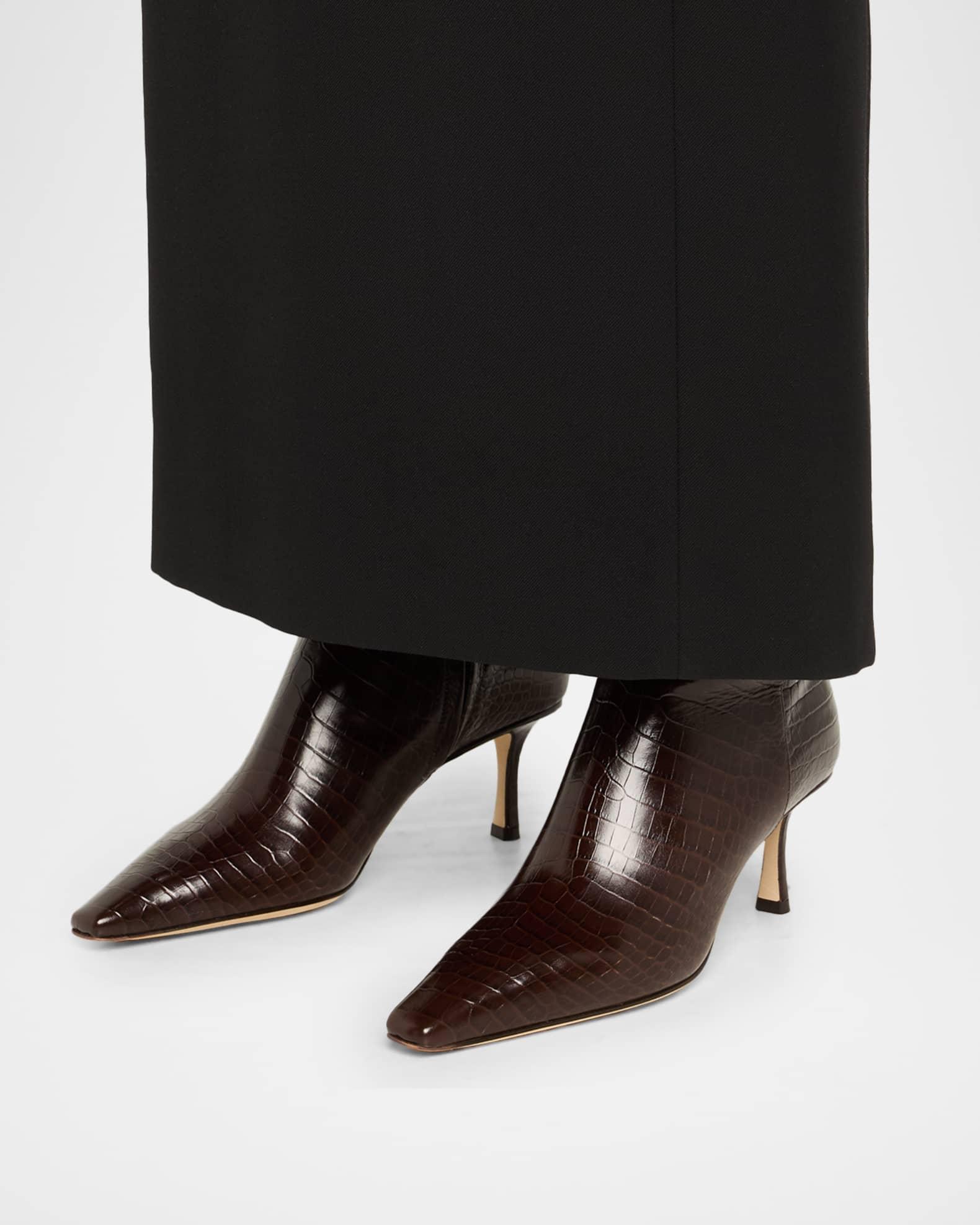 Camile Croc-Embossed Leather Ankle Boots Product Image