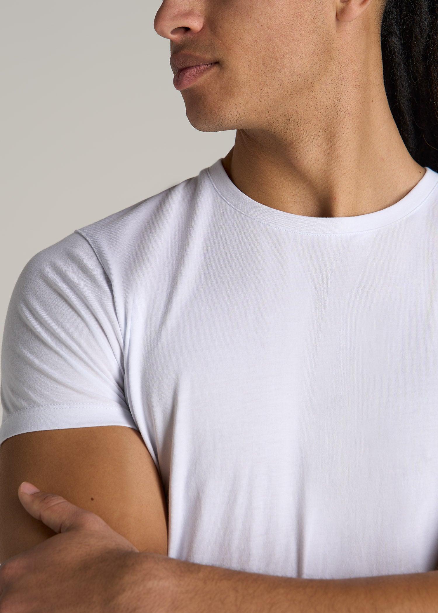 Modern Fit Garment Dyed Cotton T-Shirt for Tall Men in White Male Product Image