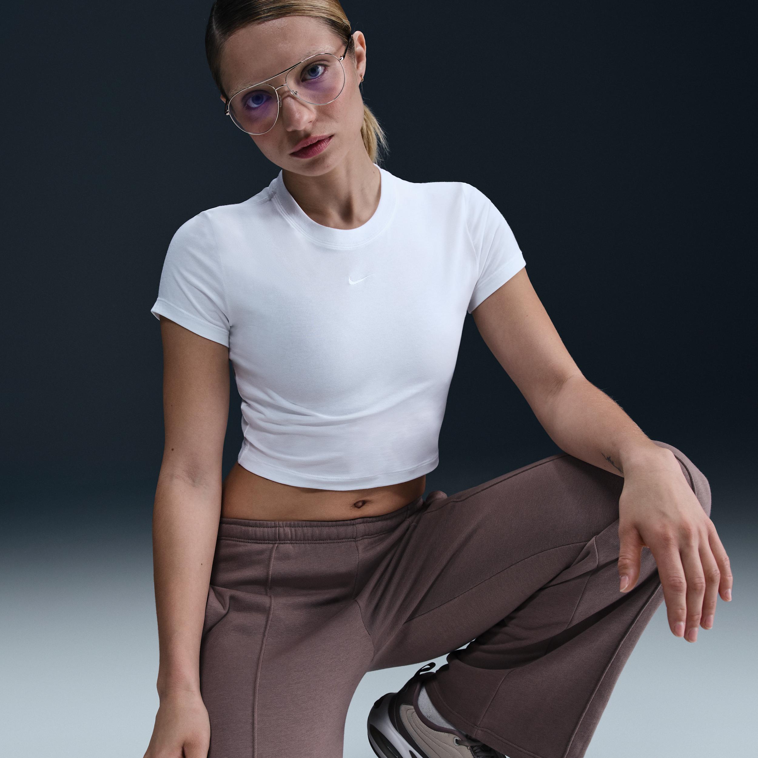 Womens Nike Sportswear Chill Knit Cropped T-Shirt | HF9538-100 Product Image