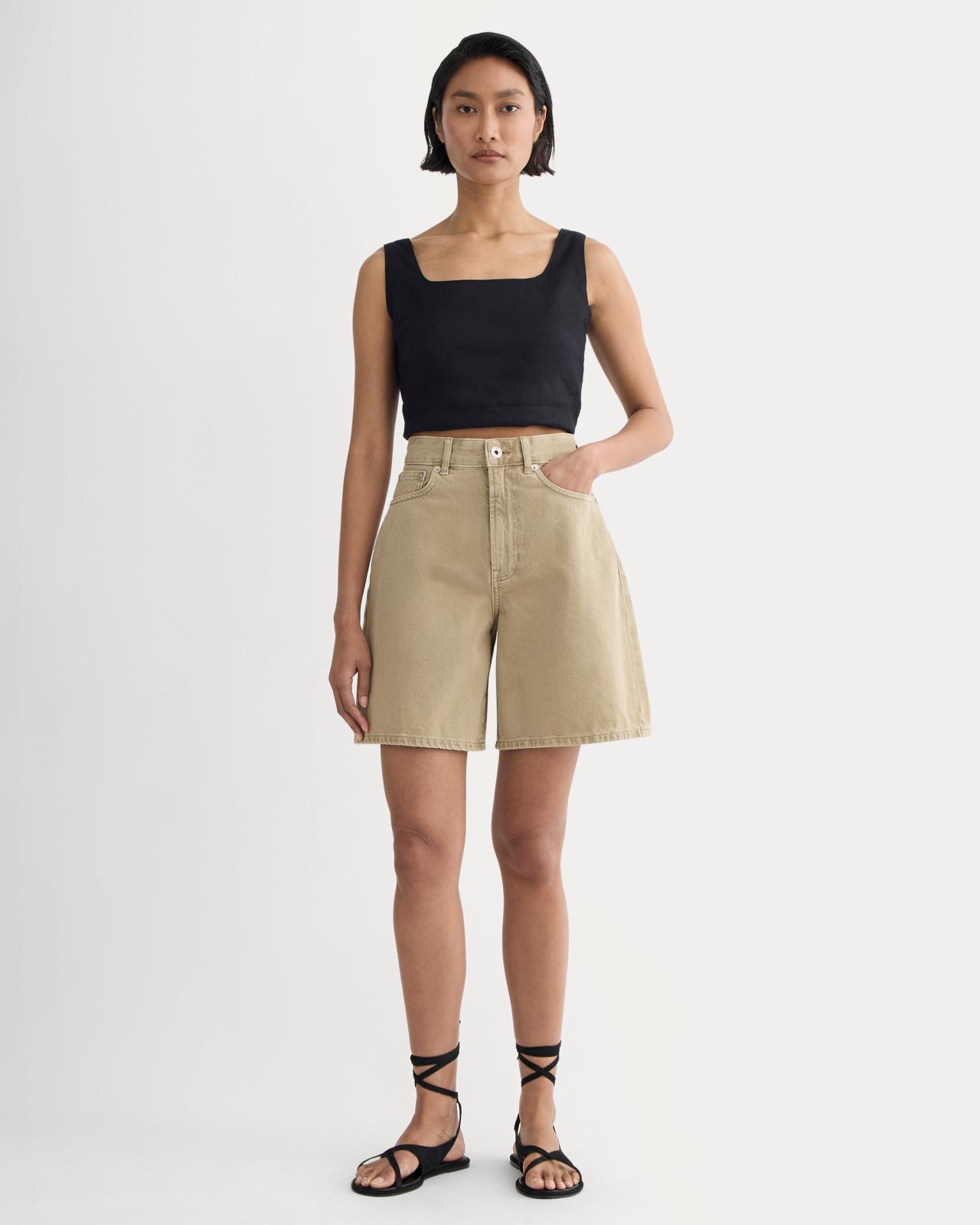 The Long A-Line Denim Short Product Image