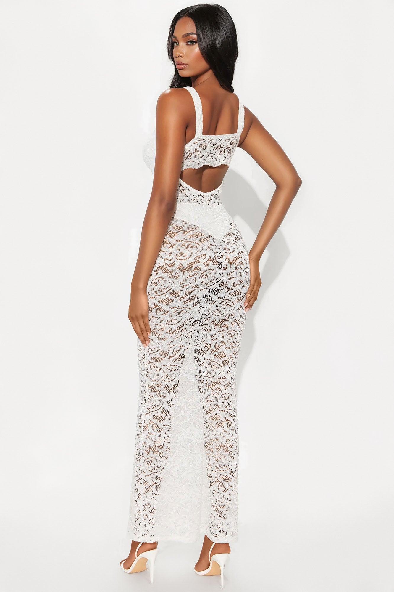 So Infatuated Lace Maxi Dress - White Product Image