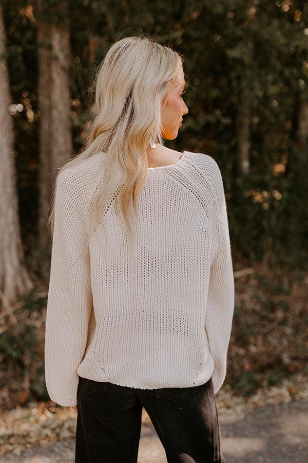 Cozy A La Mode Knit Sweater in Cream Product Image