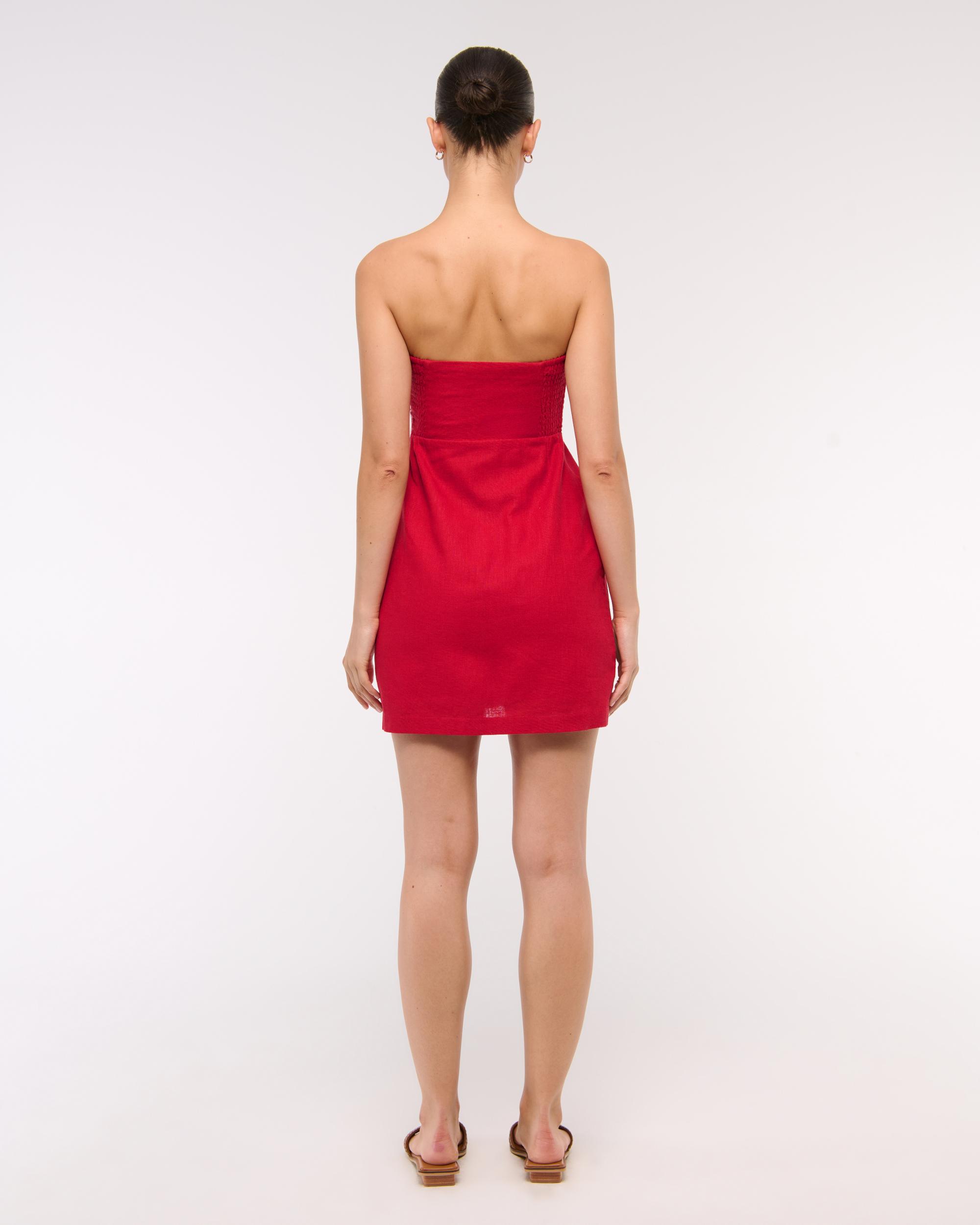 The A&F Scarlett Strapless Linen-Blend Skort Product Image