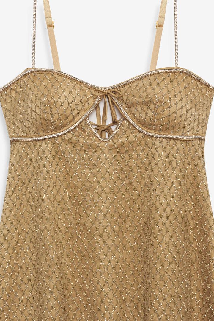 Glitter Slip Dress — Gold Product Image