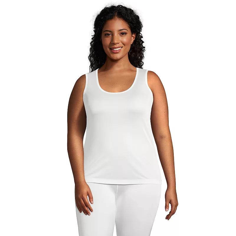 Plus Size Lands' End Silk Interlock Thermal Base Layer Tank, Women's, Size: 2XL, Ivory Product Image
