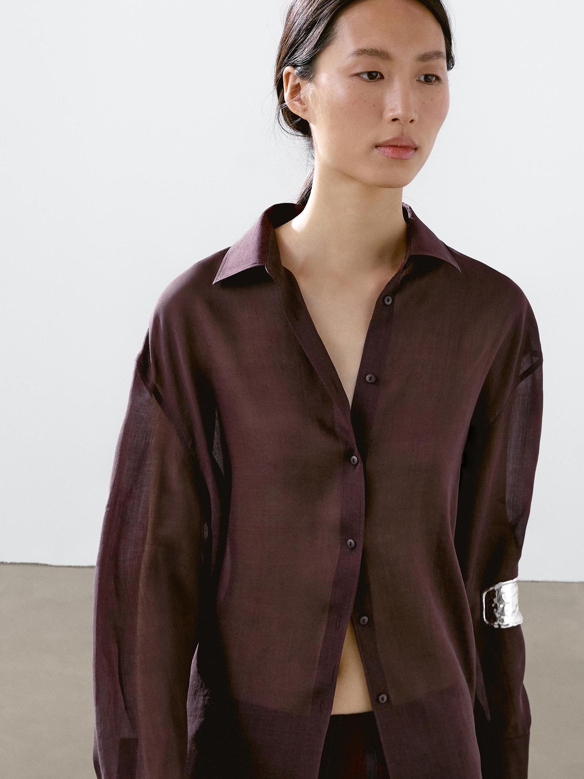 Flowing ramie blend shirt Product Image