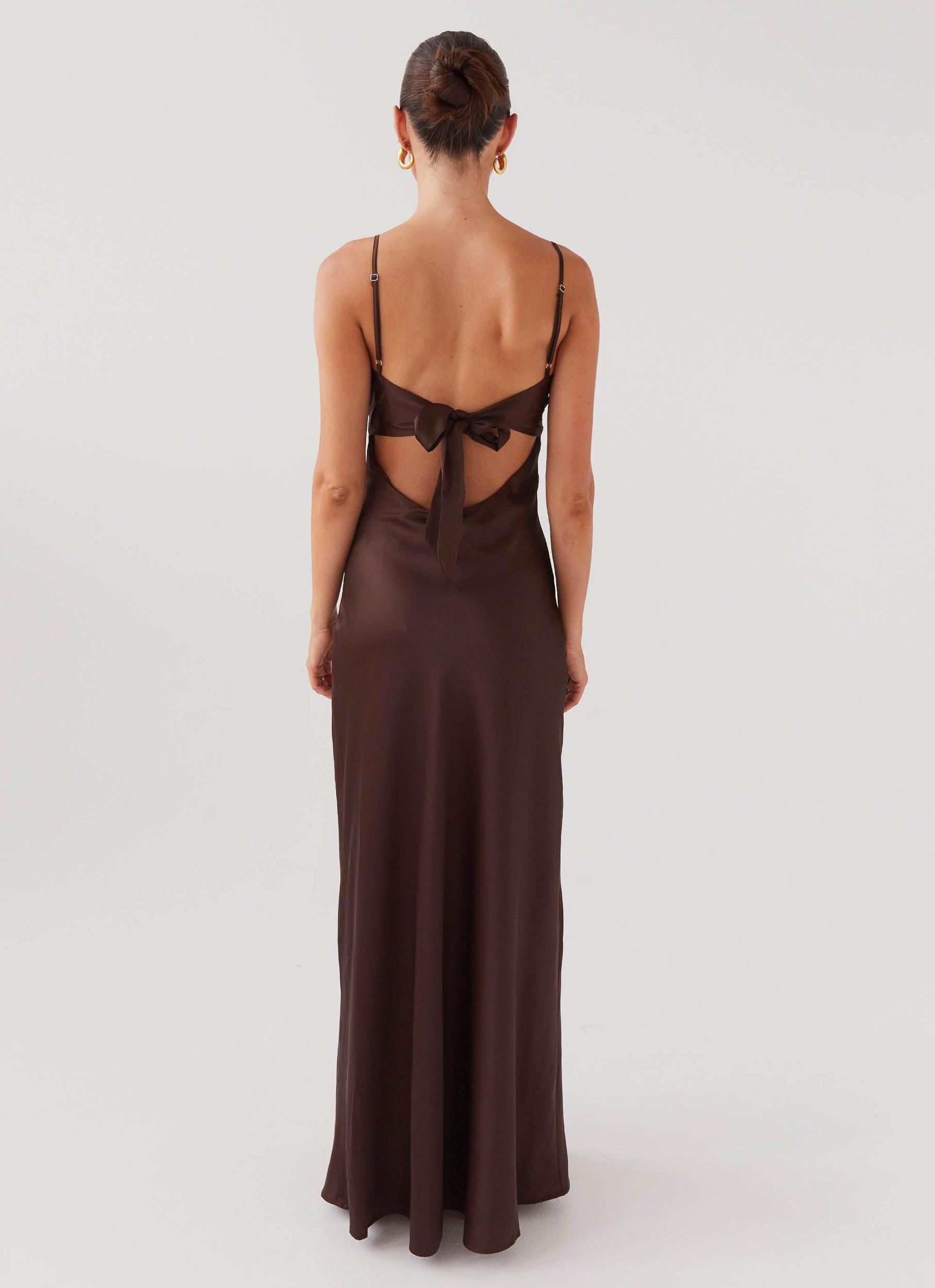 Flora Satin Maxi Dress - Chocolate Product Image
