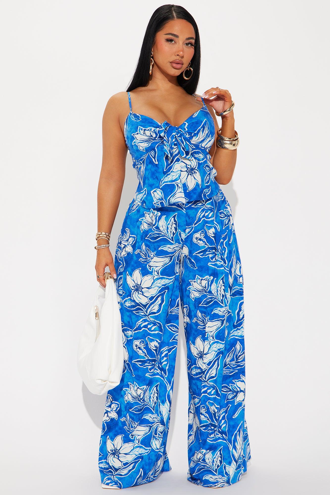 Island Escape Pant Set - Royal/combo Product Image